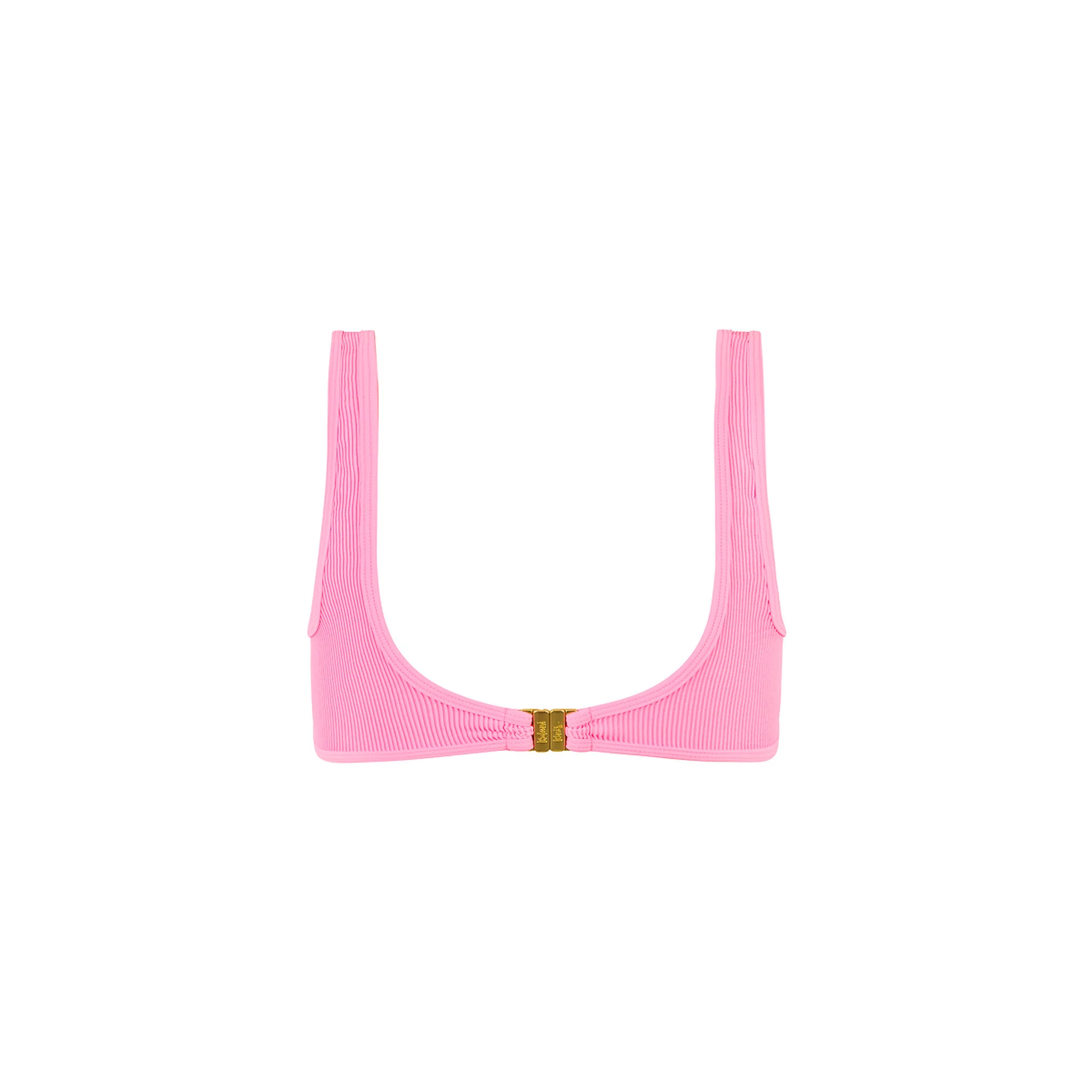 Bind Slim Scoop Bikini Top - Taffy Pink Ribbed - Image 12
