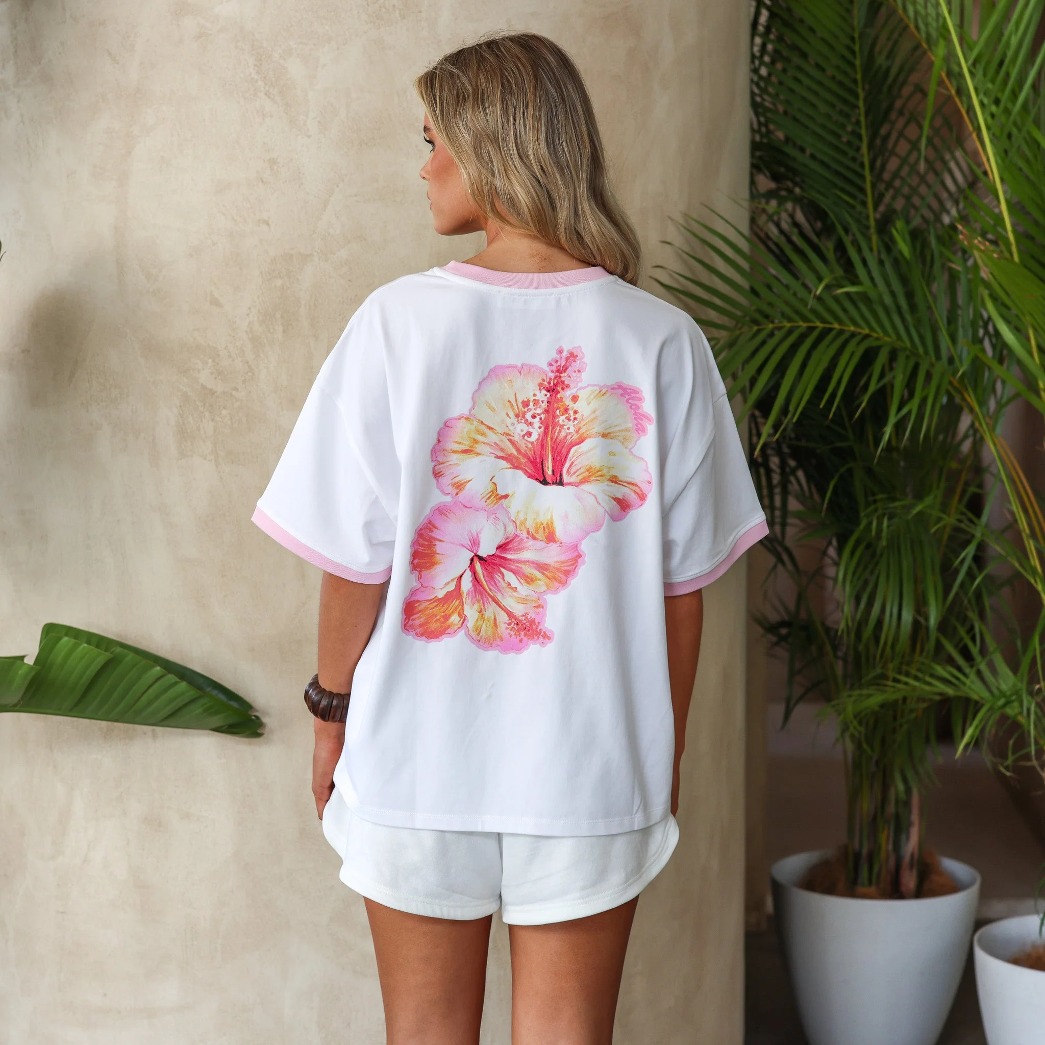 Boyfriend Bind Tee - Hibiscus Paradise - Image 2