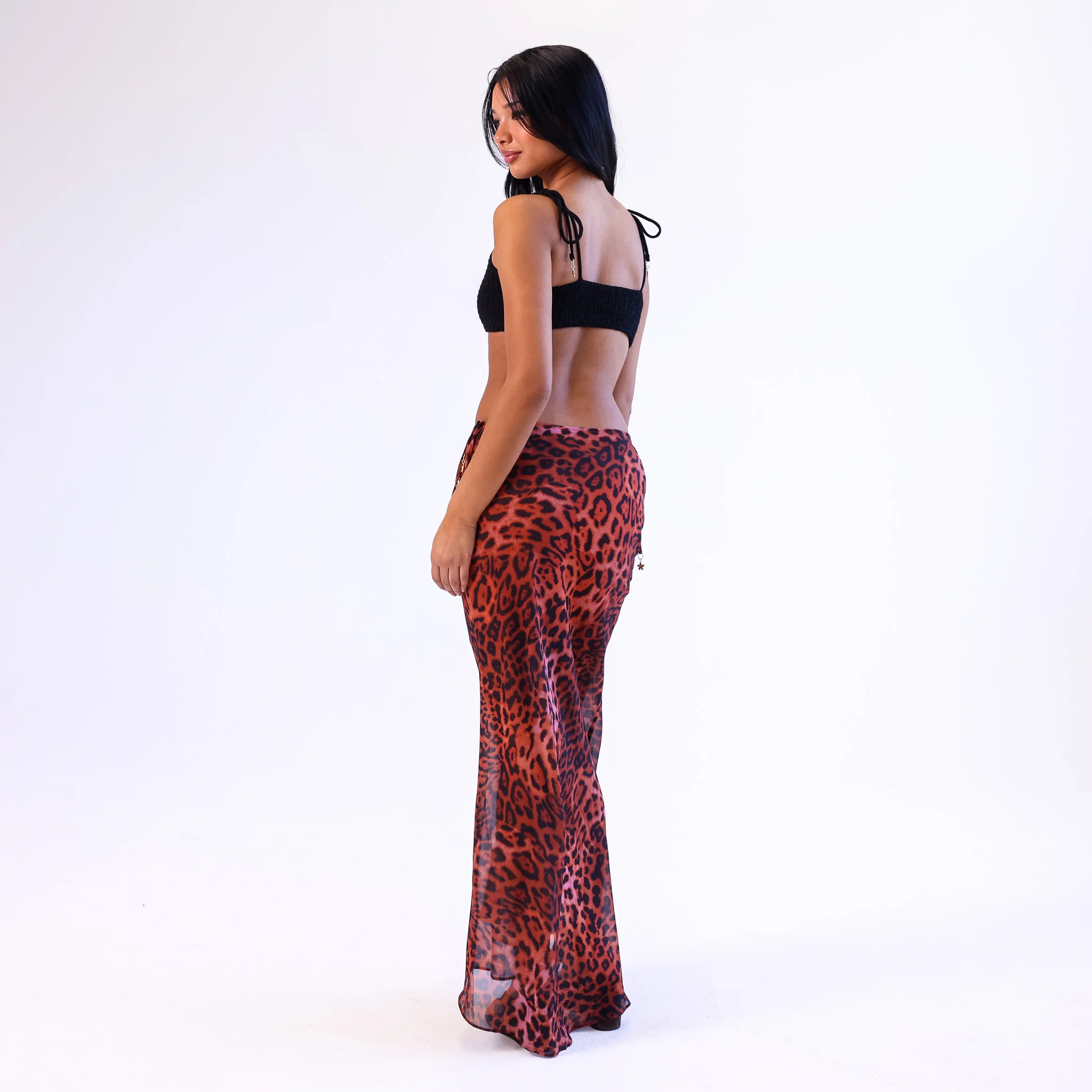 Chiffon Tie Side Maxi Skirt - Leopard Lasso - Image 3