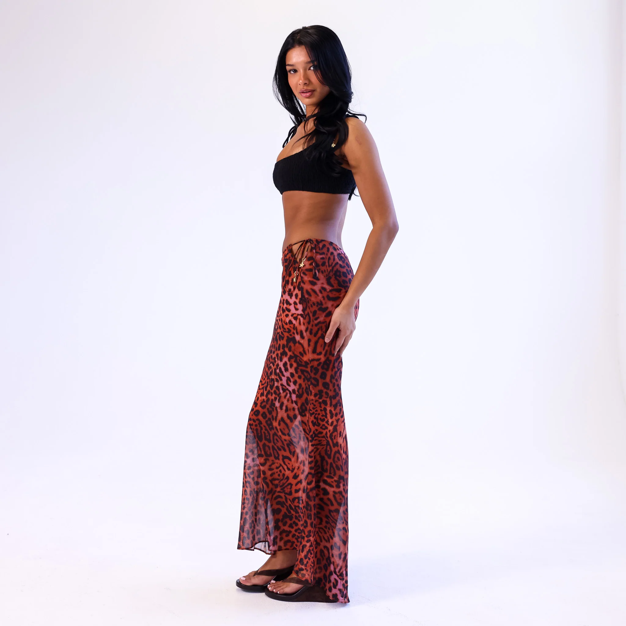 Chiffon Tie Side Maxi Skirt - Leopard Lasso - Image 4