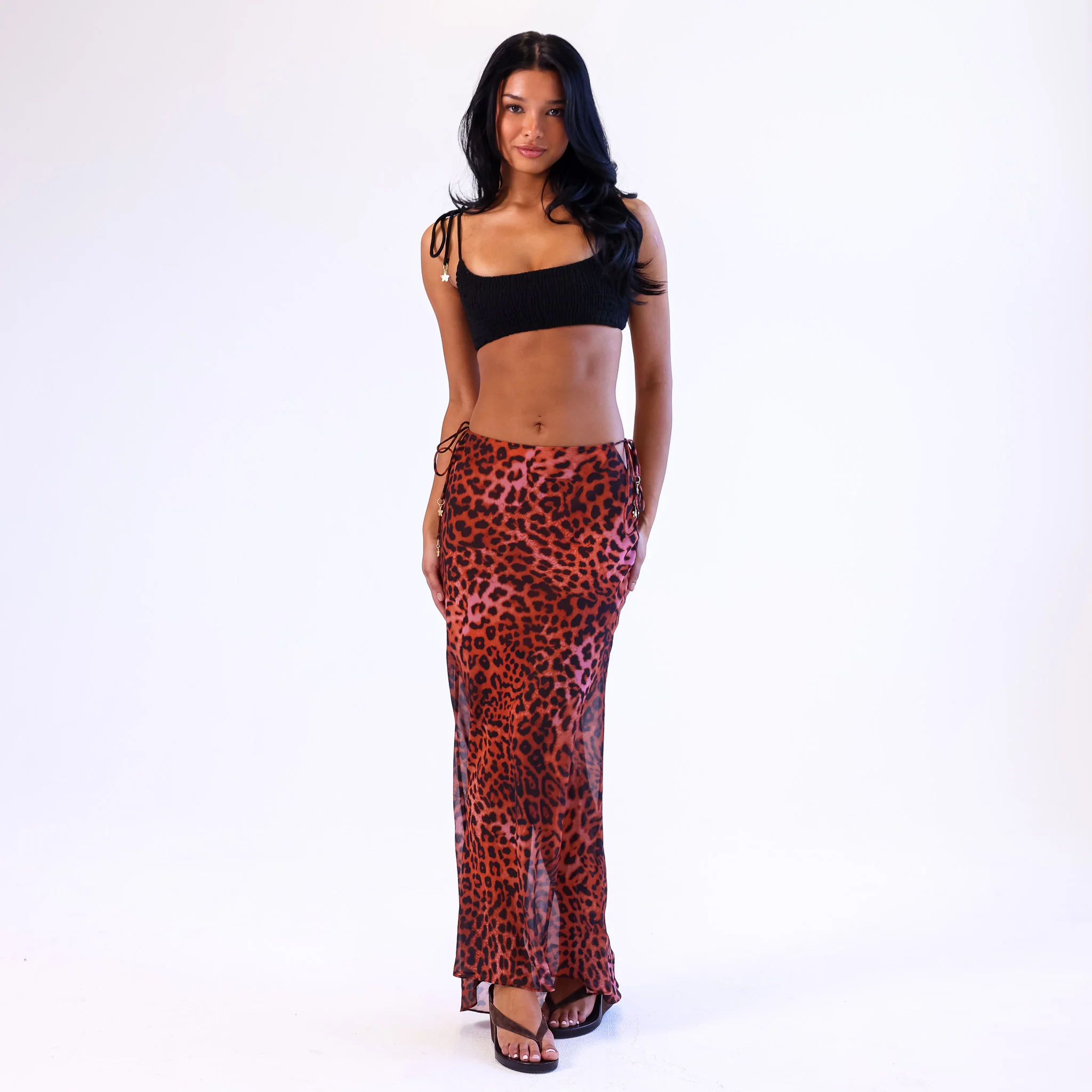 Chiffon Tie Side Maxi Skirt - Leopard Lasso - Image 6