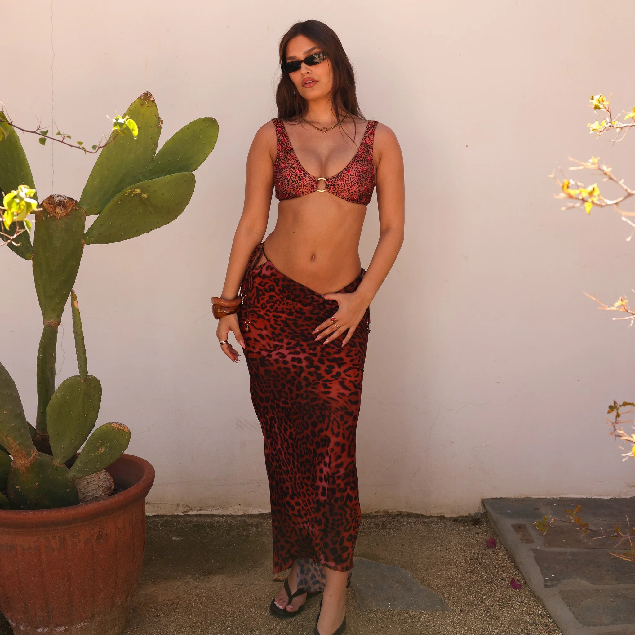 Chiffon Tie Side Maxi Skirt - Leopard Lasso - Image 7