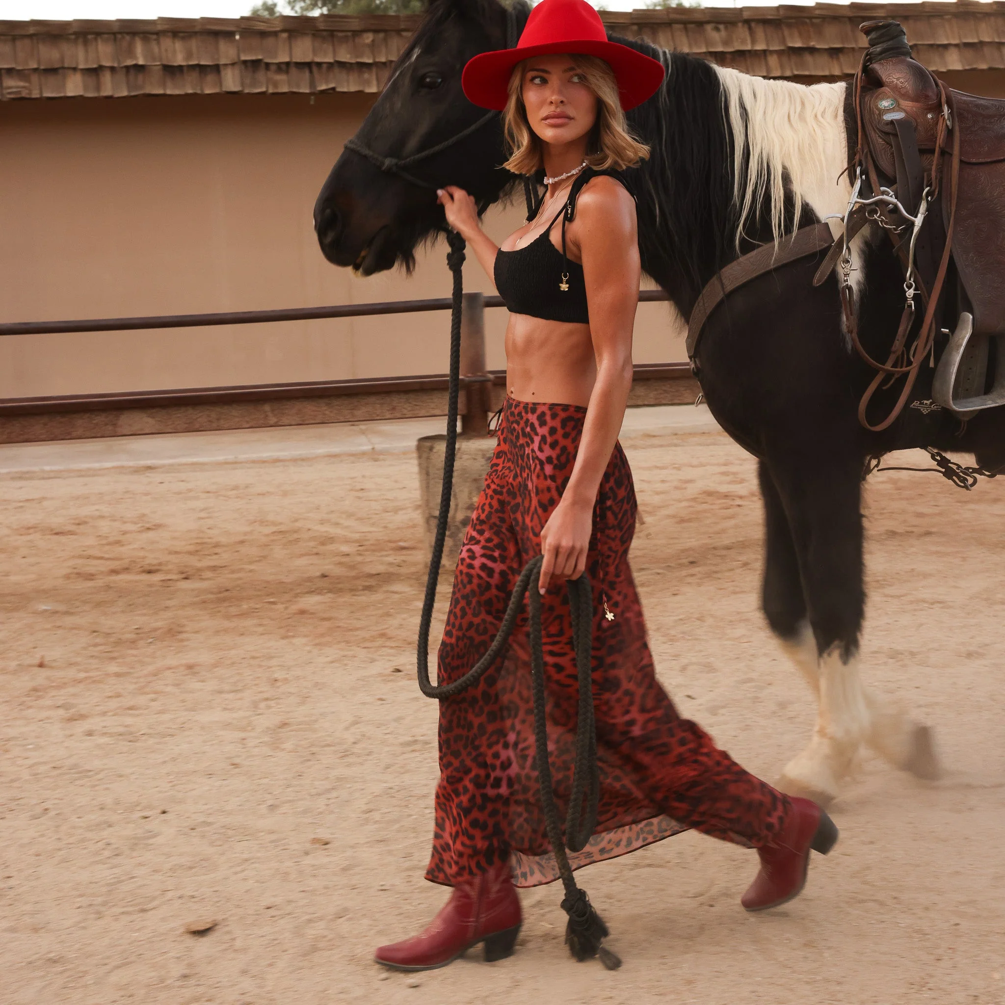 Chiffon Tie Side Maxi Skirt - Leopard Lasso - Image 8