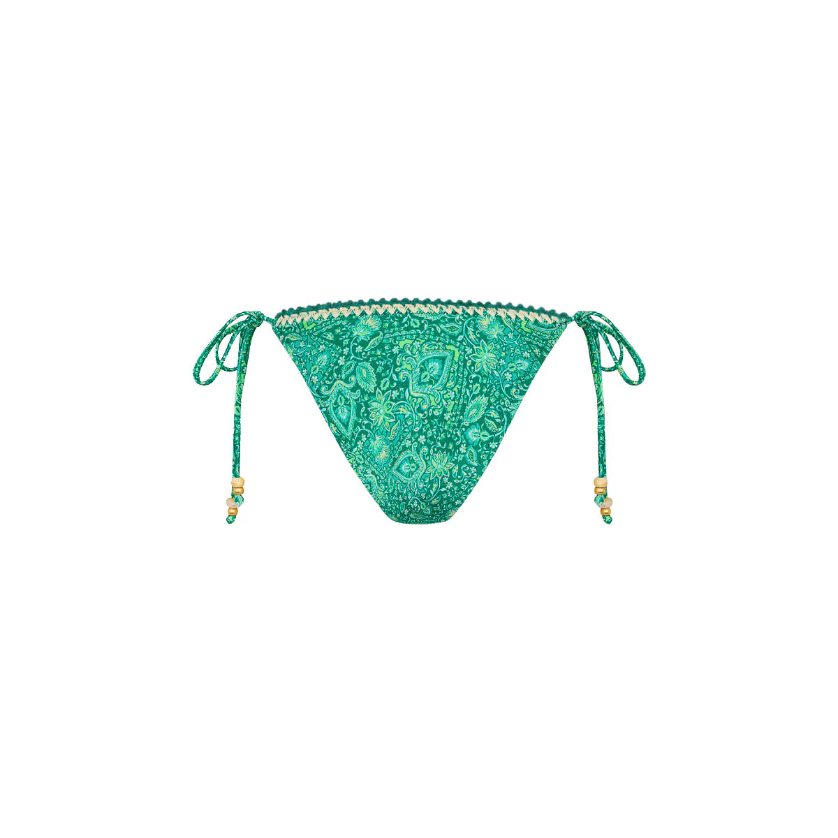 Crochet Dipped Cheeky Tie Bikini Bottom - Emerald Aura - Image 8