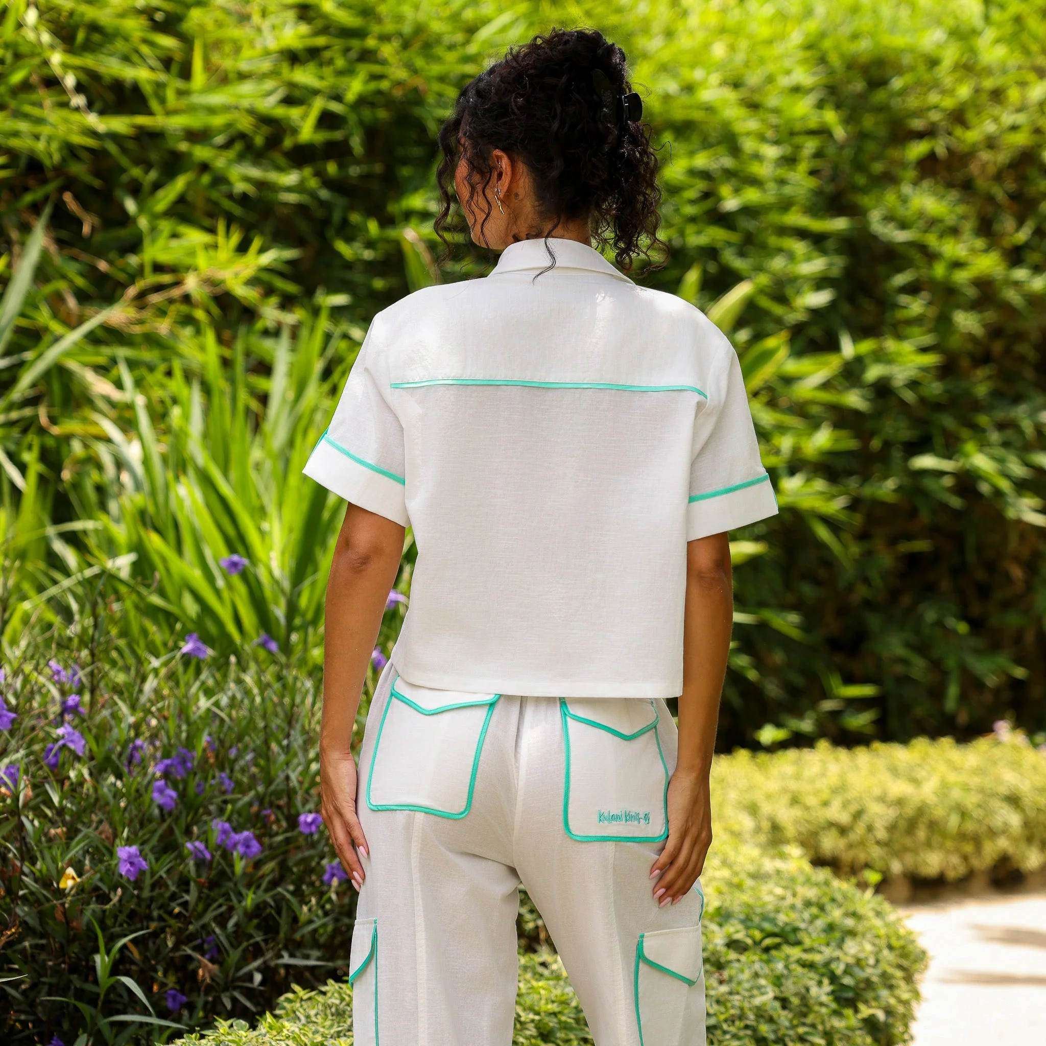 Cropped Button Up Shirt - Crystal Tides - Image 7