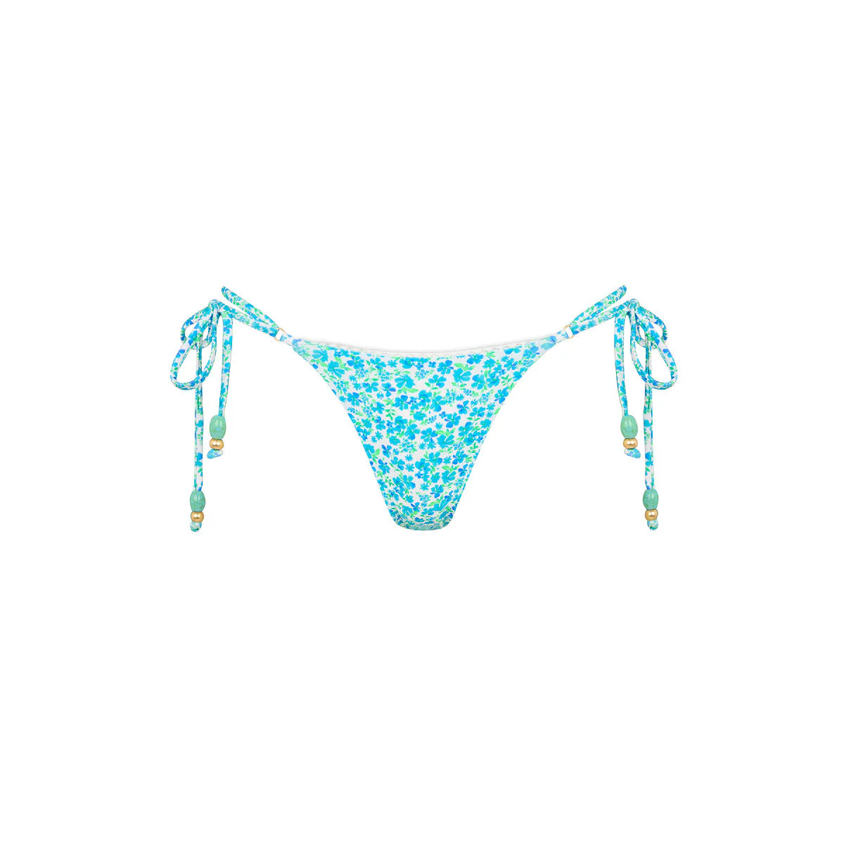 Decorative Thong Tie Side Bikini Bottom - Ocean Aura