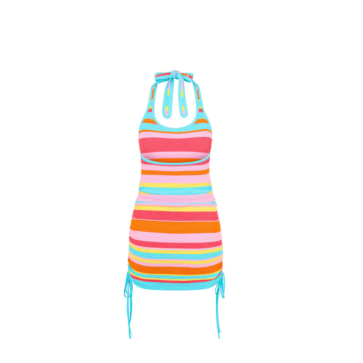 Drawstring Halter Knit Dress - Sunset Strip - Image 10