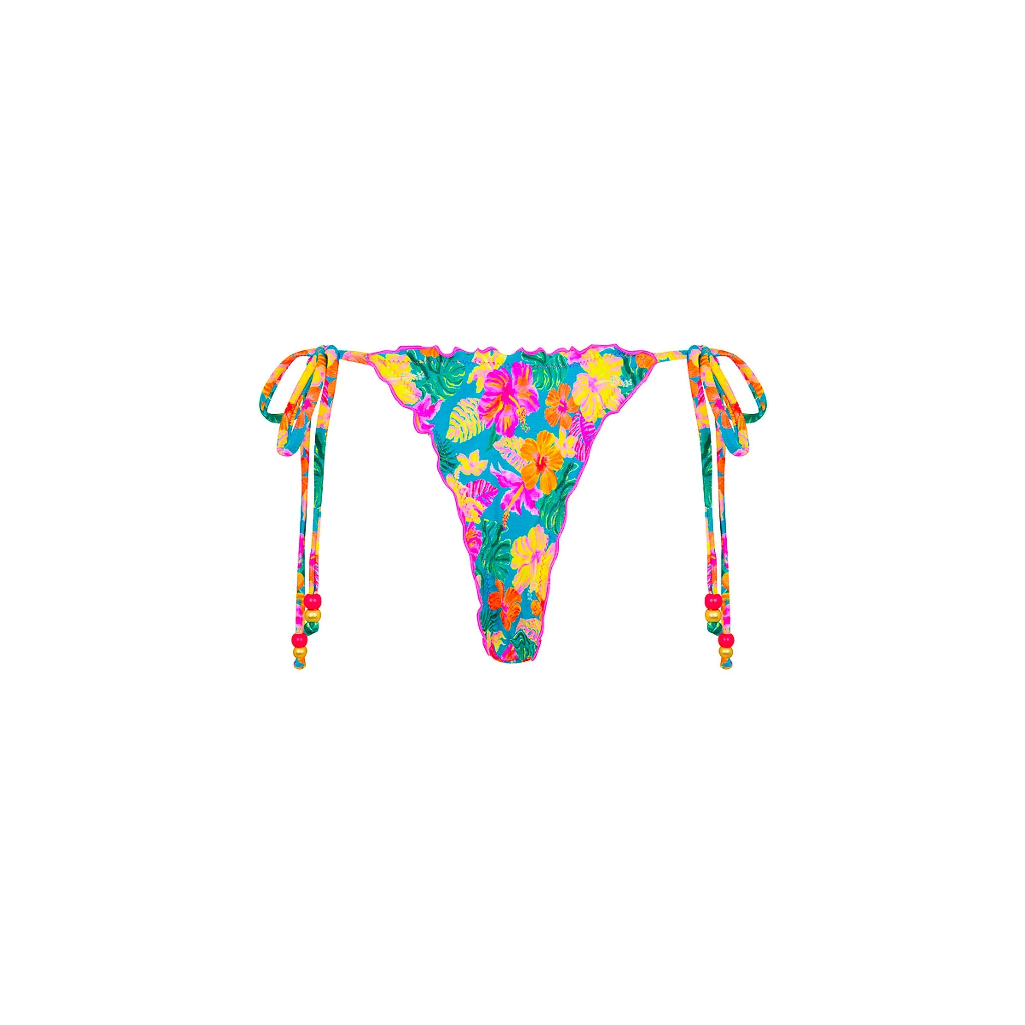 Lettuce Edge Thong Tie Bikini Bottom - Paradise Pop - Image 10