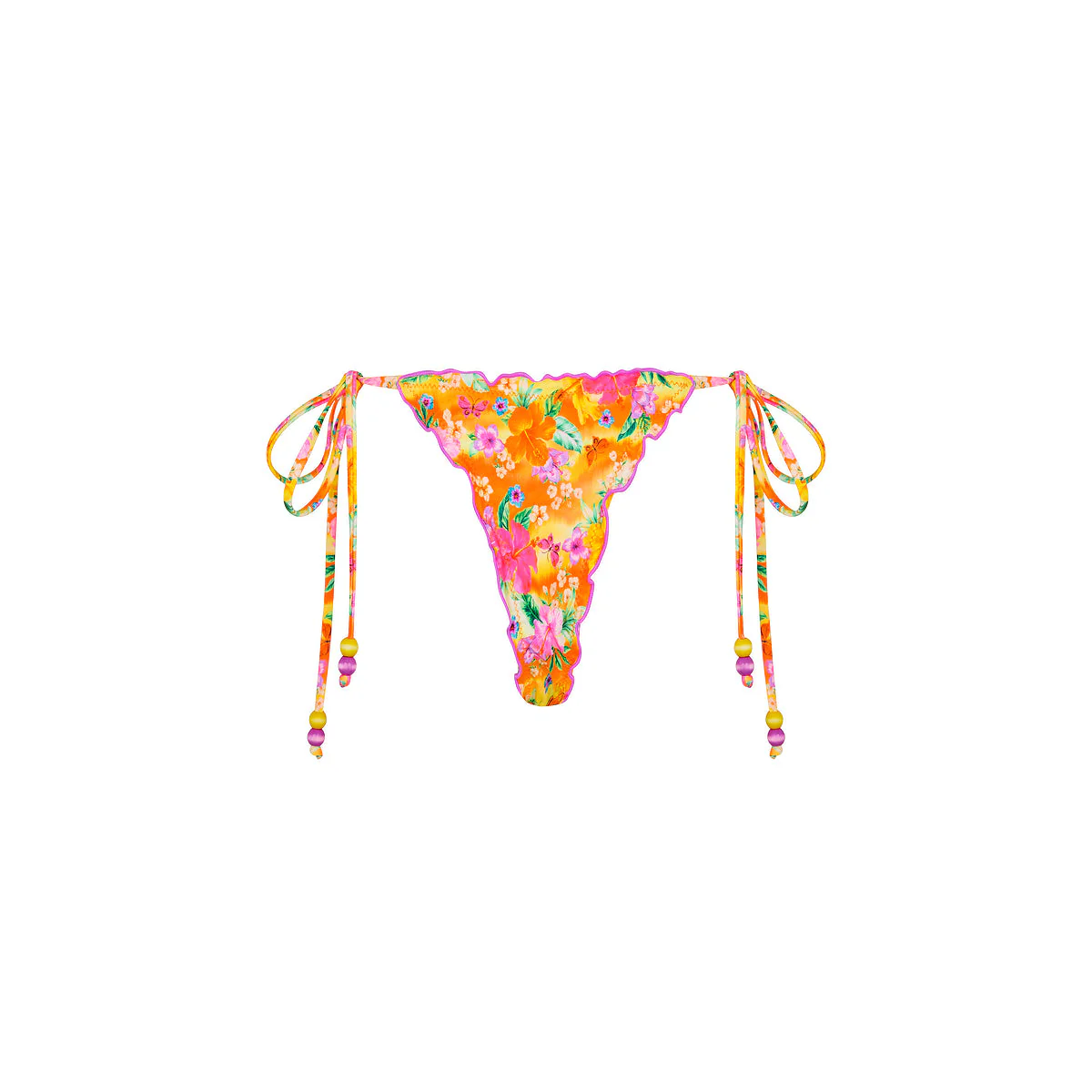 Lettuce Edge Thong Tie Bikini Bottom - Peachy Pocket - Image 8