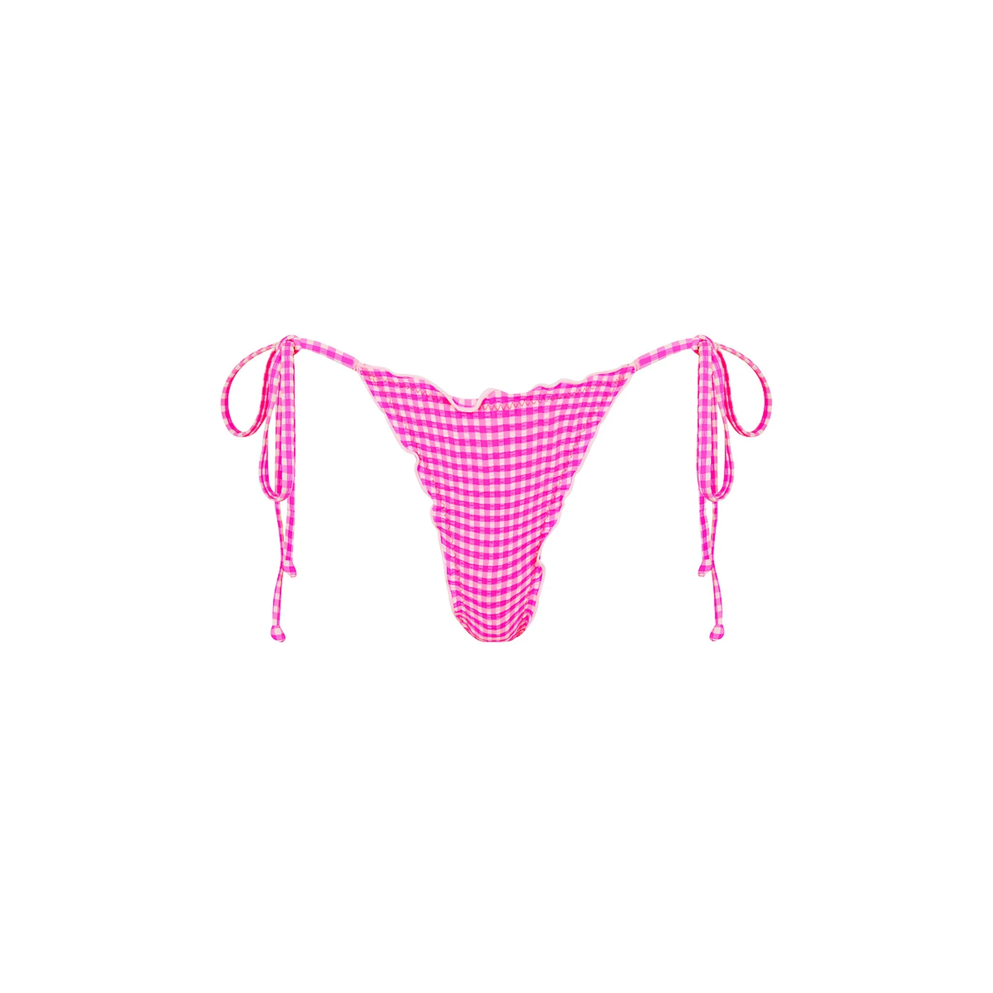 Lettuce Edge Thong Tie Bikini Bottom - Pink Diva