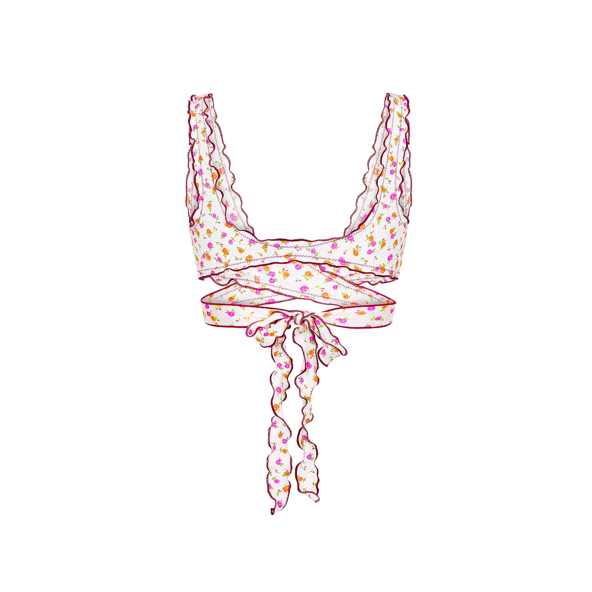 Lettuce Edge Wrap Bikini Top - Rosie Posie - Image 10