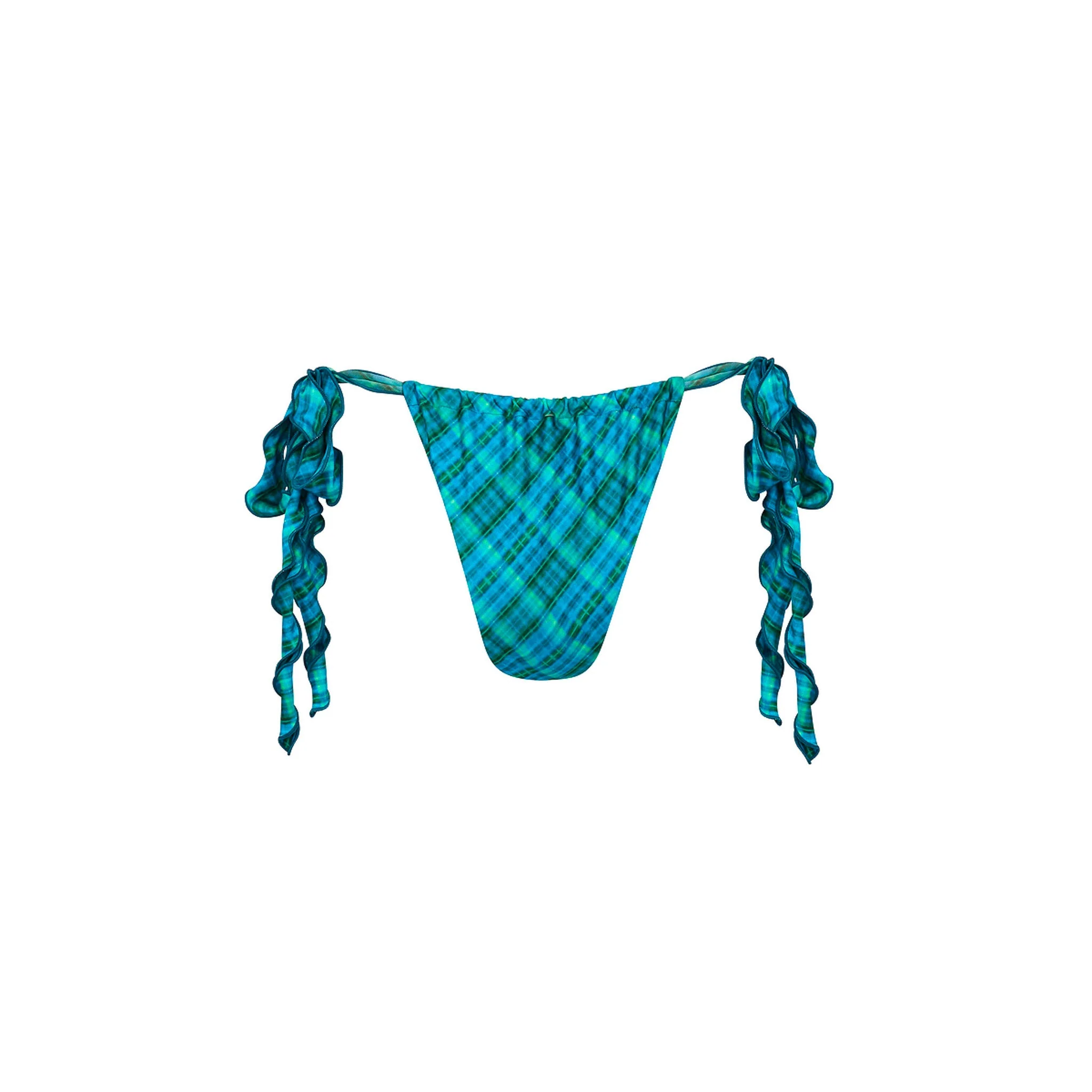 Lettuce Tie Ruched Thong Bikini Bottom - Tropic Dip - Image 10