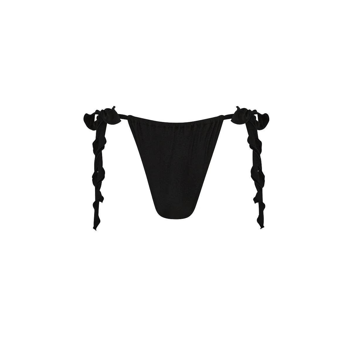 Lettuce Tie Ruched Thong Bikini Bottom - Twilight Black - Image 9