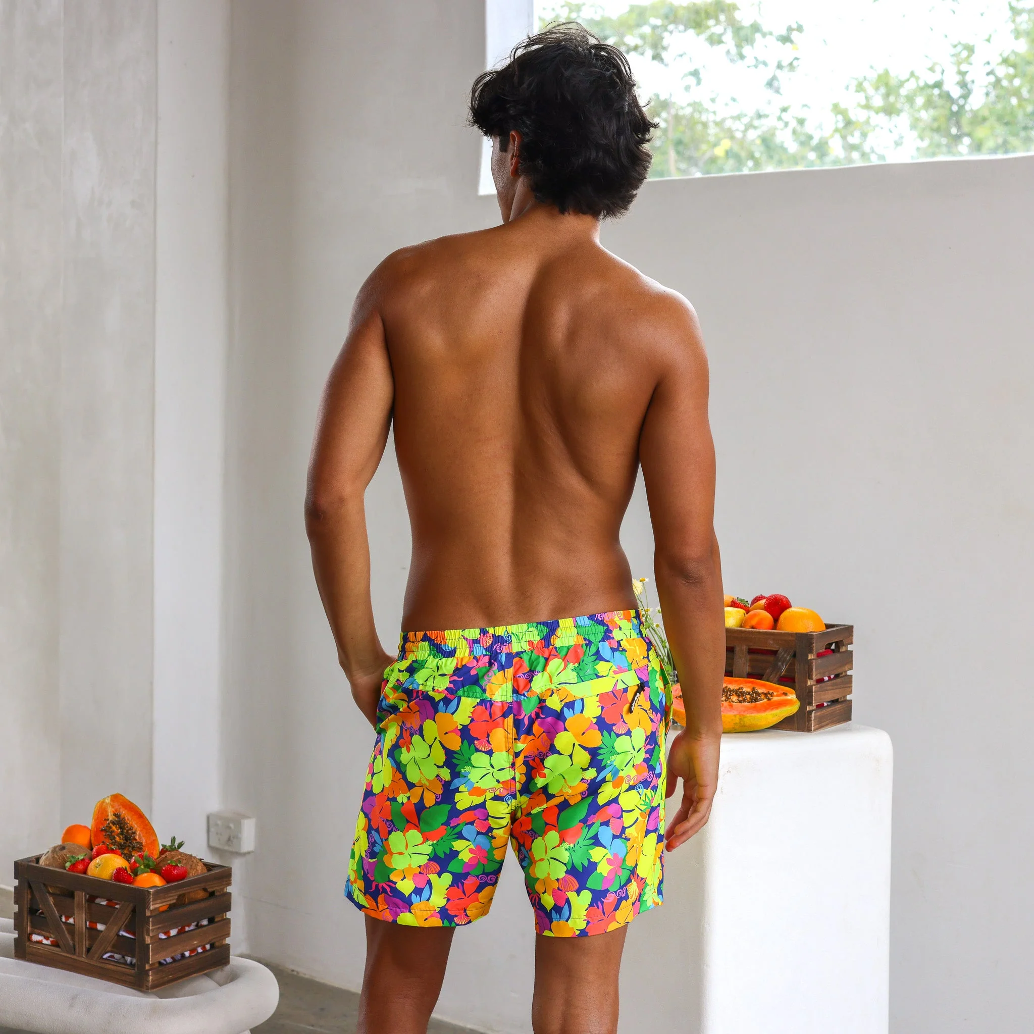 Men's Swim Trunks - Neon Sunset - Image 5