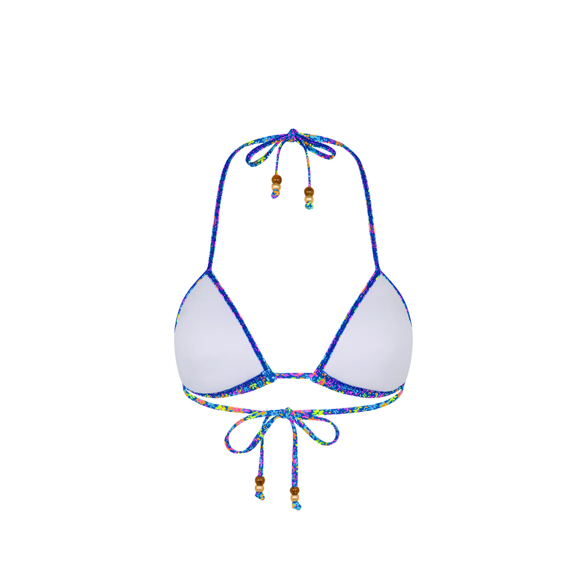 Padded Bind Triangle Bikini Top - Electric Bloom - Image 9