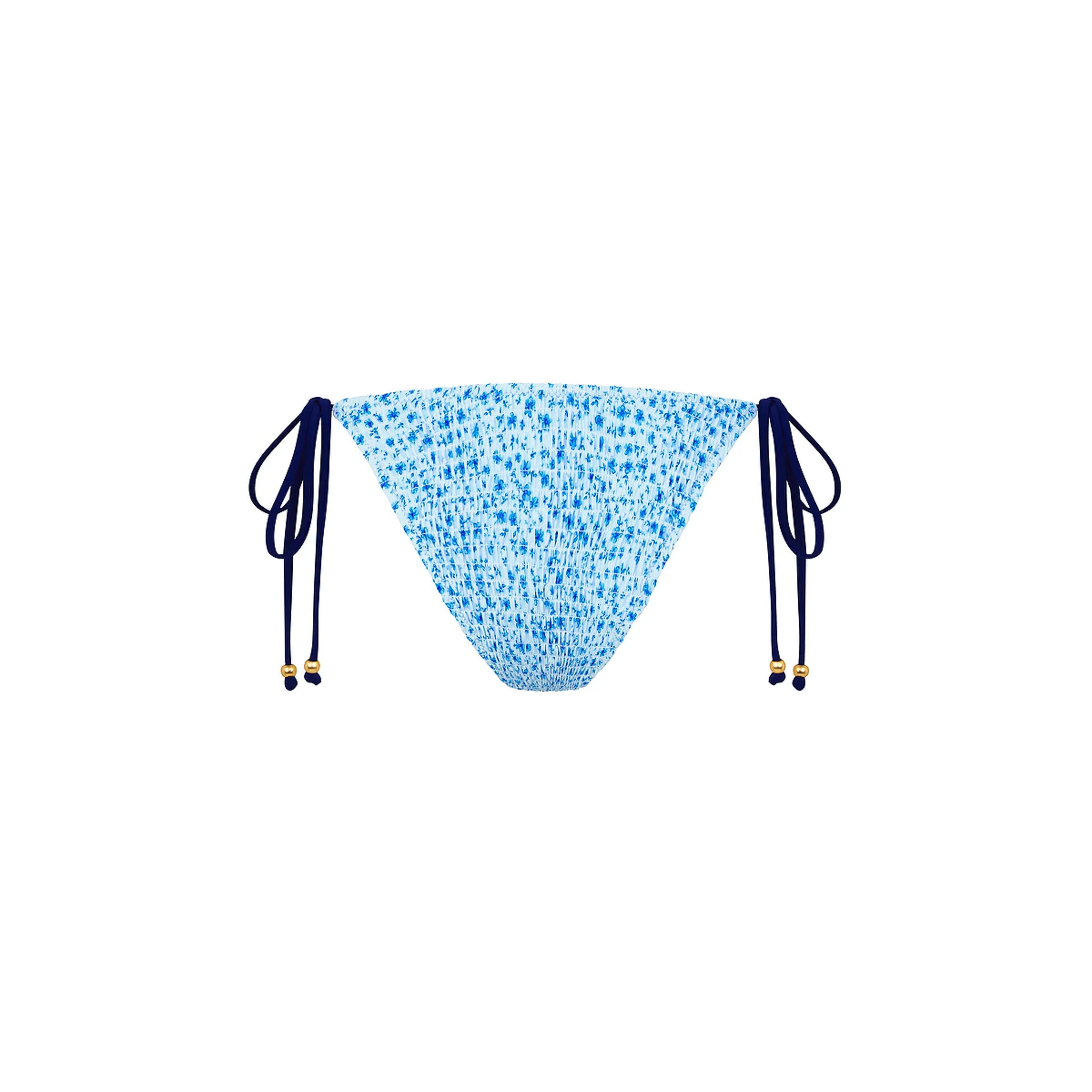 Shirred Dipped Cheeky Tie Bikini Bottom - Dream Flower - Image 10