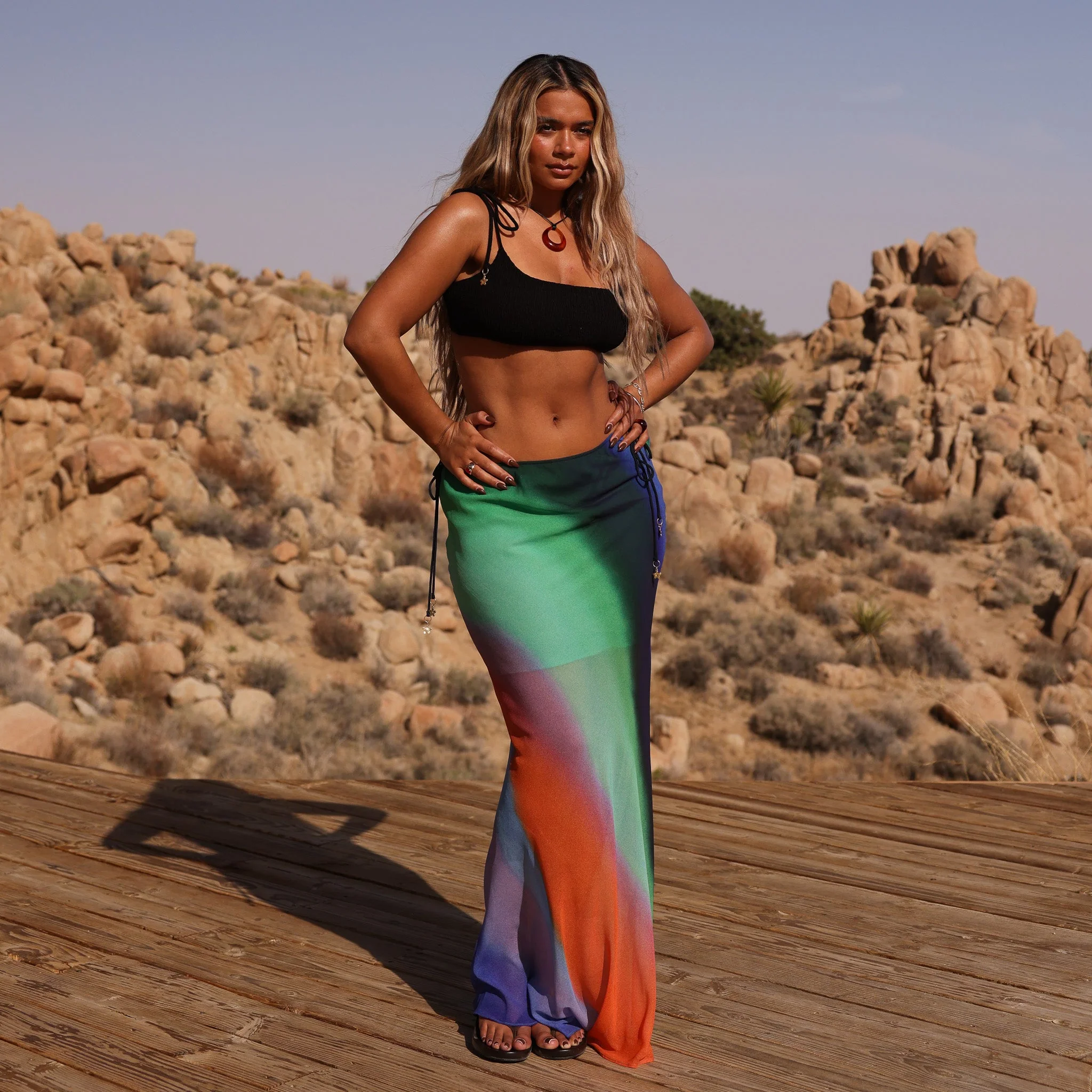 Simple Shirred Tie Crop - Natural Black - Image 3