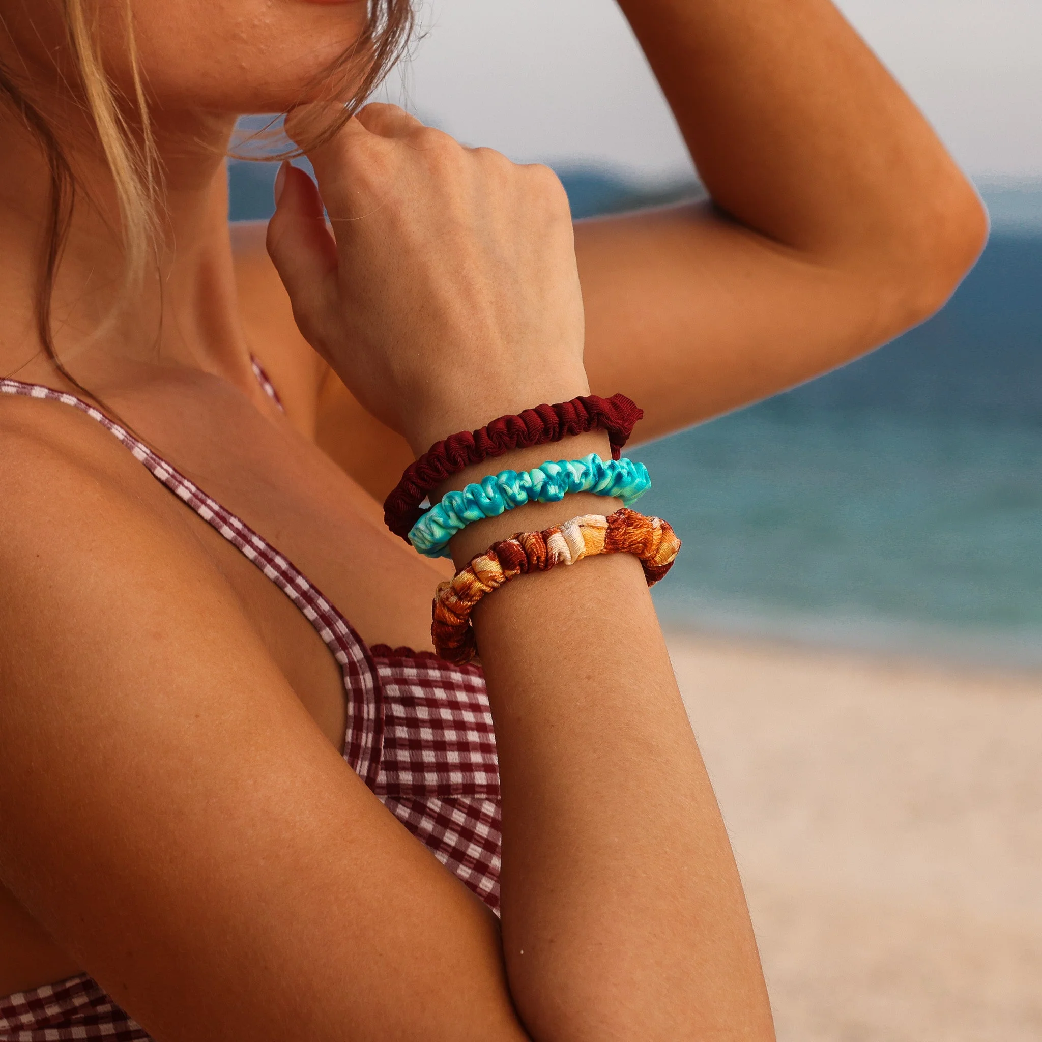 Skinny Scrunchie Hair Tie Pack - Espresso Island - Image 2