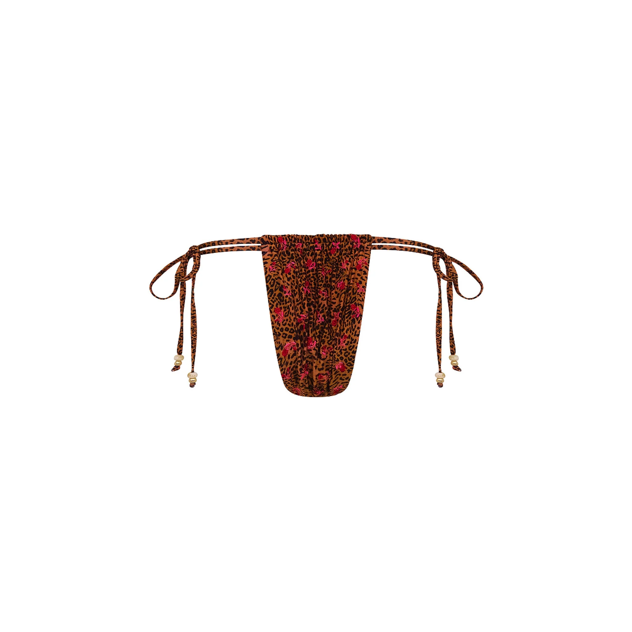 Tie Ruched Thong Bikini Bottom - Wild Rose - Image 12
